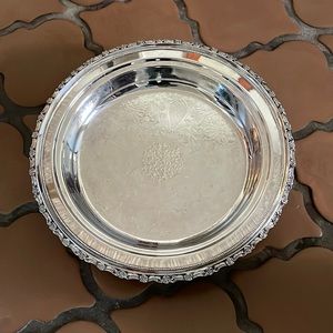 Vintage Silver Plated Footed Pie Plate by Lunt with Oiginal Pyrex Pie Plate